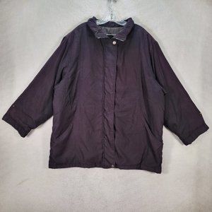 Jacqueline Ferrar Black Collared Windbreaker Insulated Hip Length Jacket Coat